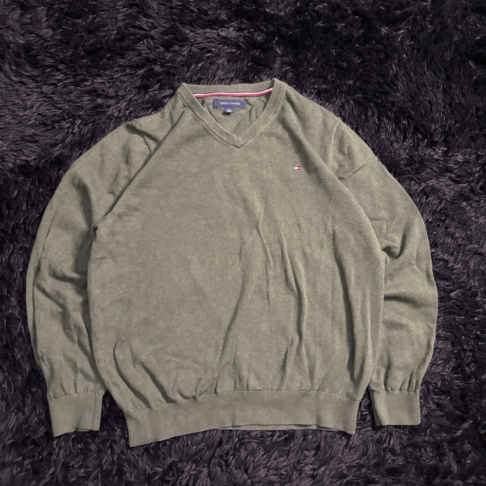Tommy Hilfiger Mens V-Neck‎ Sweatshirt - XL, Green